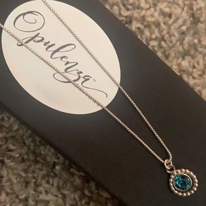 Necklace December birthstone silver blue topaz Swarovski crystal